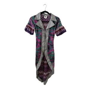 Nuvula Zig Zag Knit Single Button Cardigan Purple Green XS